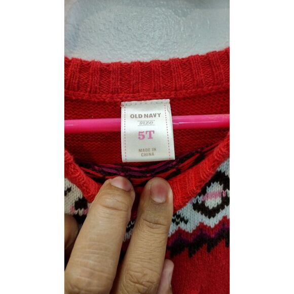 Old Navy girls 5T red knit holiday‎ sweater - Picture 4 of 4
